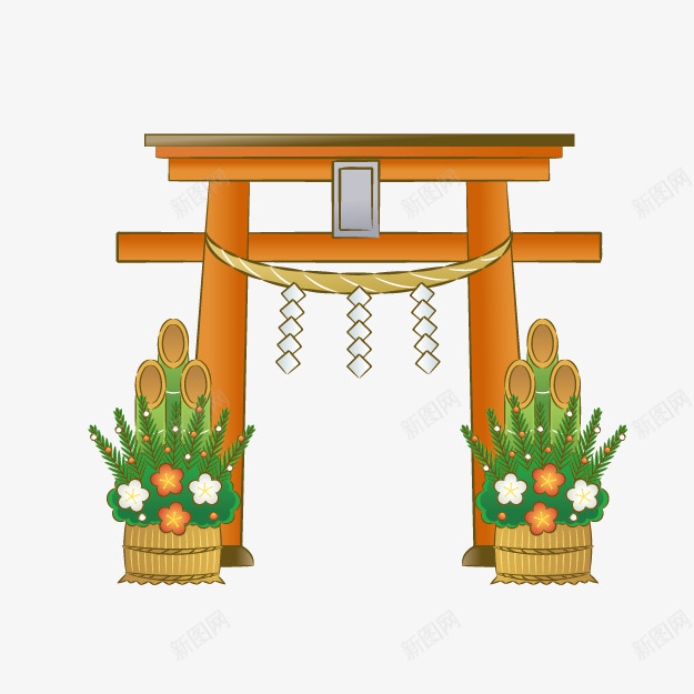 卡通神庙入口png免抠素材_88icon https://88icon.com 传统新年 卡通寺庙 卡通庙 日式寺庙 神庙入口