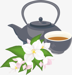手绘卡通茶壶茶杯素材