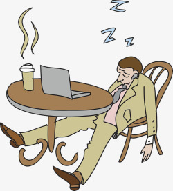 精疲力尽办公漫画插图桌子前疲惫乏力的人高清图片
