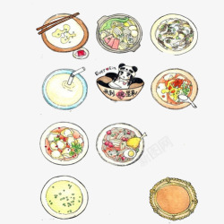 中国特色小吃手绘画片素材