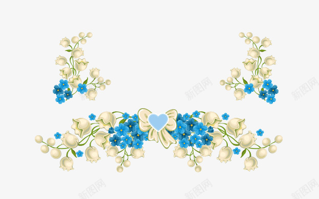 蓝色植物花卉png免抠素材_88icon https://88icon.com 婚庆元素 婚礼 结婚请柬 蓝色植物花卉 装饰