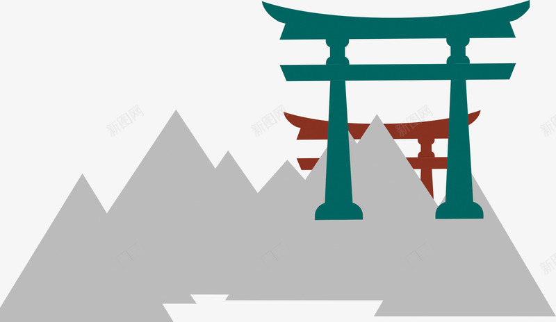 现代中国风png免抠素材_88icon https://88icon.com 中国风 和风 山 山丘 庙门 扁平设计 日式 牌坊 鸟居