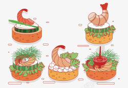 手绘日式料理餐饮寿司插画素材