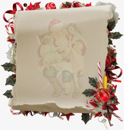 老人牛皮贝雷帽圣诞节牛皮纸装饰元素高清图片