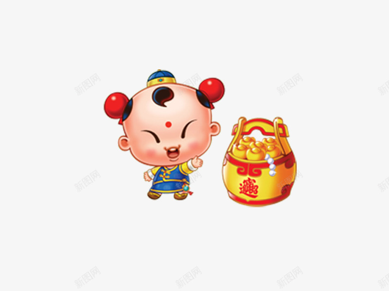 卡通png免抠素材_88icon https://88icon.com 中国娃娃 卡通图片 新年素材 金元宝