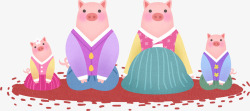 猪年新年全家福素材