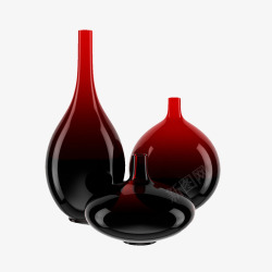 黑红色渐变日式花瓶素材