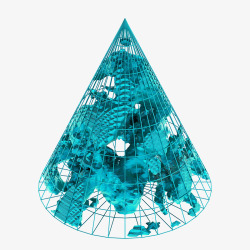 蓝色锥体镂空不规则3D立体建模素材