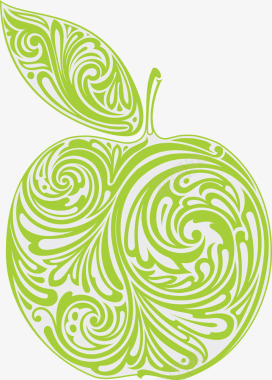 花纹边框创意设计绿色苹果图标图标