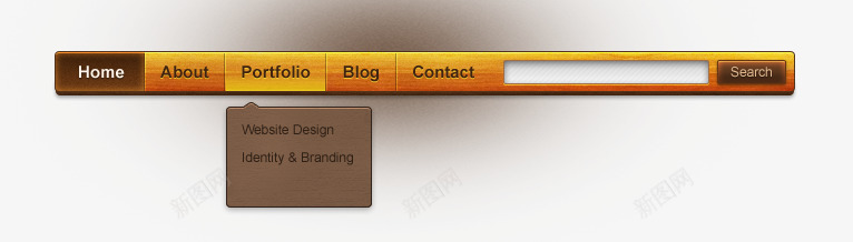 木质导航栏psd免抠素材_88icon https://88icon.com 土黄色 导航 木质 菜单栏