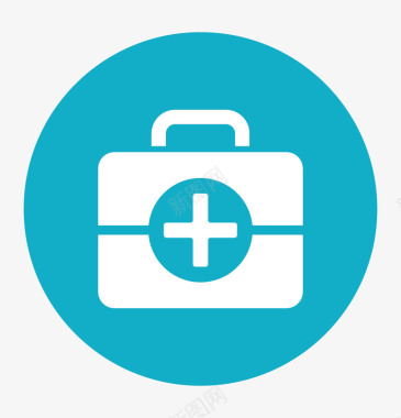青色医疗图标卡通手绘蓝色医疗医药箱子logo图标图标