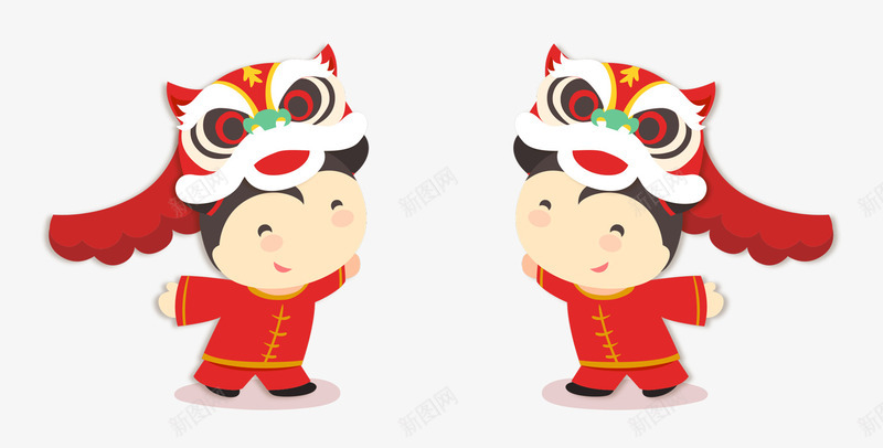 舞狮子小人psd免抠素材_88icon https://88icon.com 俩个舞狮子小人 俩小人 新年舞狮子图片 舞狮子素材 舞狮小人png素材