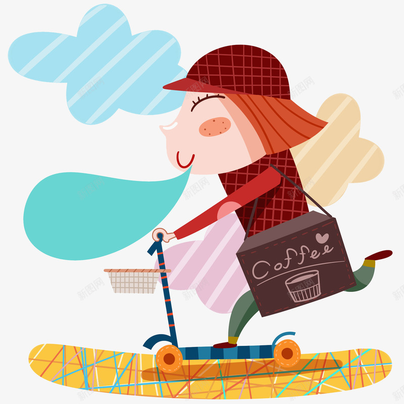 踏着滑板车送咖啡的女人png免抠素材_88icon https://88icon.com 卡通 咖啡 女人 微笑的 滑板 箱子 配送员 高兴地
