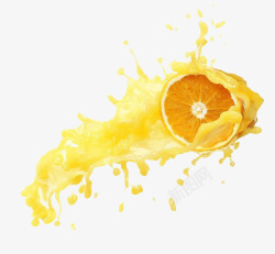 溅出的橙汁黄色橙子素材
