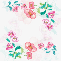 粉色水墨手绘花卉素材