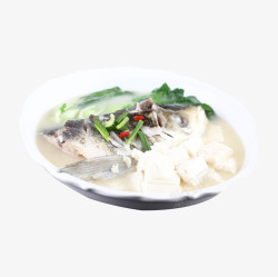 汤鲜味美鱼头豆腐汤食物素材