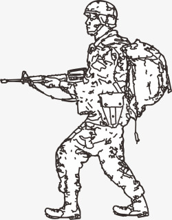 手绘的美国大兵卡通矢量图素材