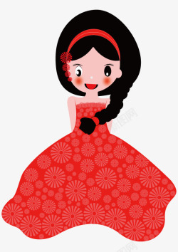 穿红色裙子的小女孩素材