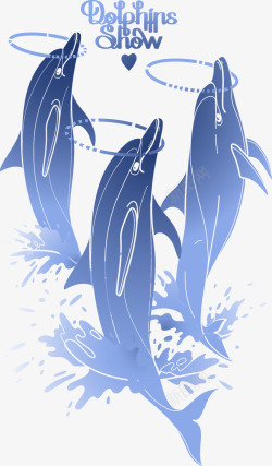 海豚表演海报矢量图素材