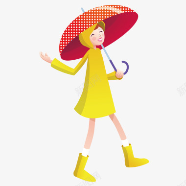 雨伞撑伞的女孩图标图标