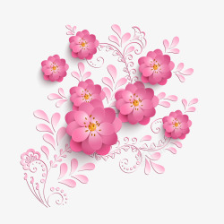 浪漫粉色鲜花植物素材