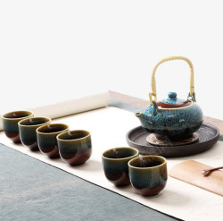 茶壶和茶杯套装日式素材