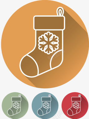 小雪花圣诞袜子扁平化风格图标图标