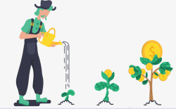 灌溉农业浇灌商务摇钱树的人矢量图高清图片
