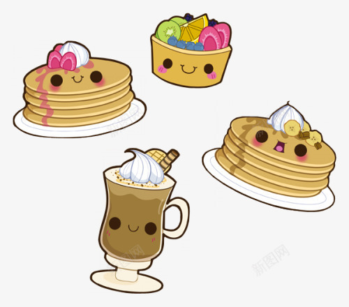 日式可爱蛋糕组合png免抠素材_88icon https://88icon.com 卡通食物 可爱食品 可爱食物