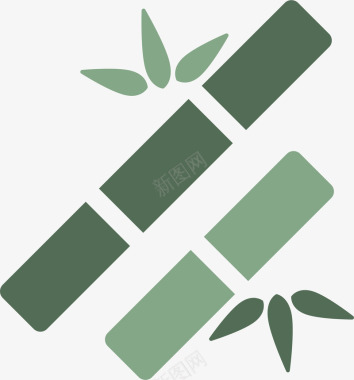传统图案绿色竹子图标矢量图图标