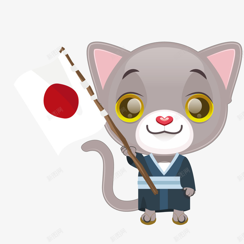 日本猫png免抠素材_88icon https://88icon.com 和服 旗帜 日式 装饰