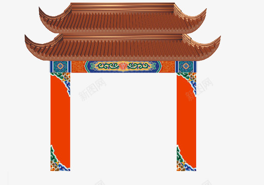 古典角楼png免抠素材_88icon https://88icon.com 中式 中式拱门 柱子 红色 角楼