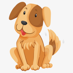 耳朵卡通蹲坐着的黄色小狗高清图片