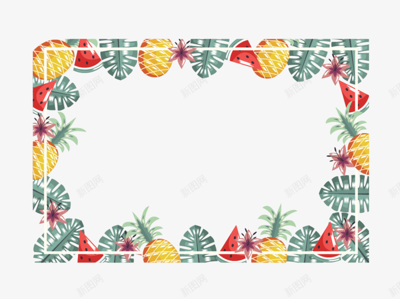 夏季各式水果装饰边框png免抠素材_88icon https://88icon.com 各式水果 夏季水果 夏日水果 手绘 装饰边框 西瓜