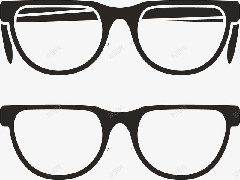 黑色卡通框架眼镜png免抠素材_88icon https://88icon.com 卡通风格 框架眼镜 眼睛验光 矢量验光 验光 黑色