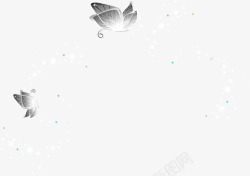 黑白风格飞舞的蝴蝶不规则创意元素素材