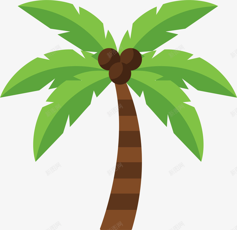 绿色扁平化清新椰树矢量图ai免抠素材_88icon https://88icon.com 卡通 扁平化 树木 植物 椰树 清新 矢量图案 矢量图