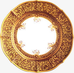 黄色大气古典花纹圆形瓷器素材