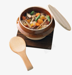 木板上的日式砂锅什锦饭素材