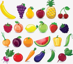 水果剪影3D卡通清新水果素材