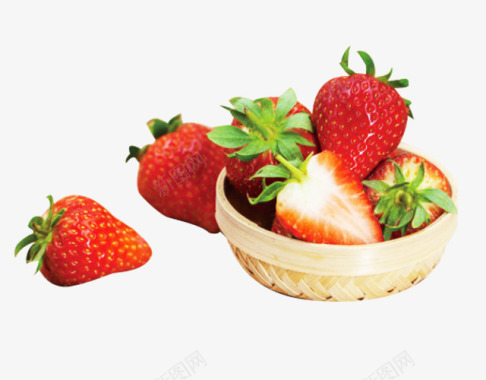 红色果实点缀红草莓采摘图标图标