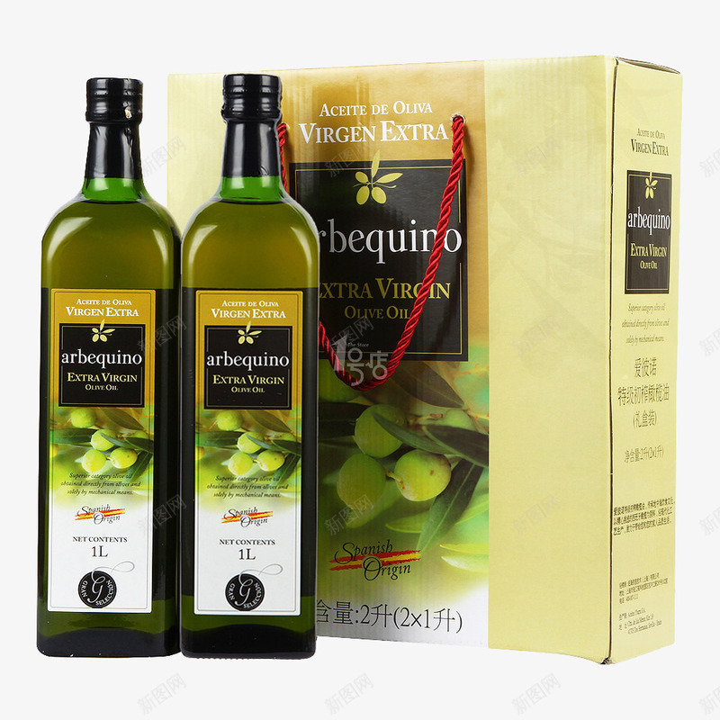 橄榄油礼盒装png免抠素材_88icon https://88icon.com 两瓶 大气礼盒 实物展示 橄榄油 绿色