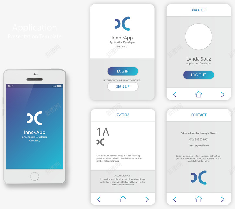 手机应用软件原型矢量图eps免抠素材_88icon https://88icon.com 手机应用 手机模板 界面设计 登出 登录 矢量素材 矢量图