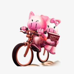 机械浪漫单车可爱卡通小猪猪高清图片