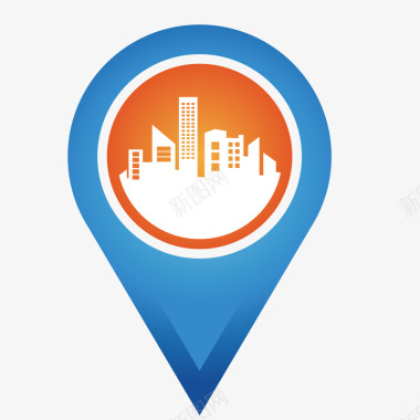 城市蓝色卡通地图装饰矢量图图标图标