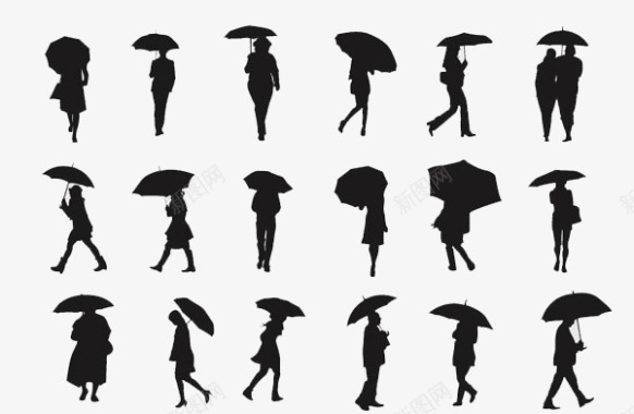 奔跑的人免费下载人物打雨伞剪影图标图标