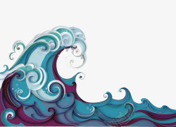 蓝色大气海浪边框纹理素材