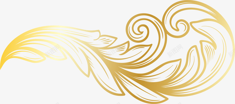 金色大气羽毛png免抠素材_88icon https://88icon.com 中国风 免抠PNG 大气 羽毛 装饰图案 金色