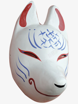 白底水纹日式狐狸面具素材