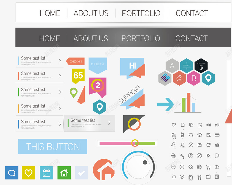 导航条菜单png免抠素材_88icon https://88icon.com UI设计 导航条菜单 扁平化图标 手机APP 网页图标